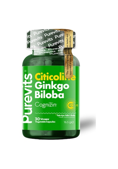 Purevits Ginkgo Biloba Citicoline + Focus 30 Vegan Kapsül