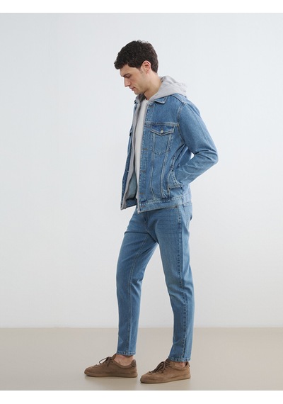 Lcw Jeans İndigo Standart Kalıp Kapüşonlu Erkek Jean Mont