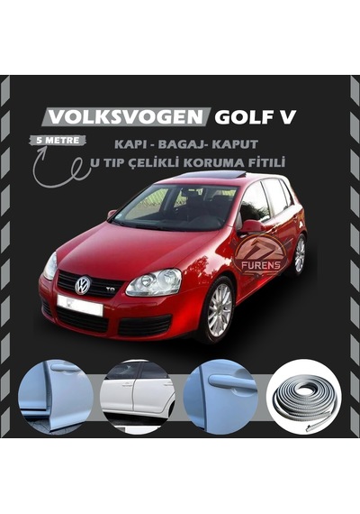 Volksvogen Golf 5 Oto Araç Kapı Koruma Fitili 5metre Parlak Gri Renk