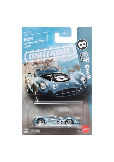 Matchbox 1956 Aston Martin Dbr1 - Exclusive Themed Metalik Mavi-gri 1/64 Diecast Model Araba Çok Renkli