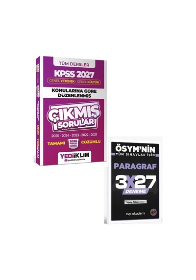 2027 Yediiklim 2027 Kpss Genel Yetenek Genel Kültür Çıkmış Sorular Konularına Göre Çözümlü+evp Akademi Paragraf