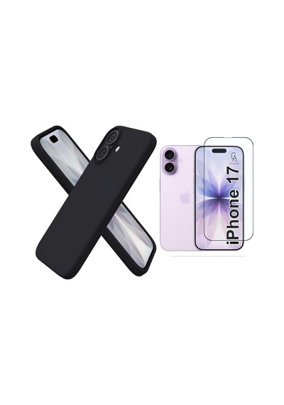 Apple Uyumlu iPhone 17 Içi Kadife Lansman Kılıf Ve 5d Tam Kaplayan Cam Ekran Koruyucu Siyah