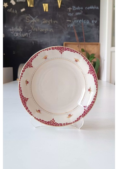 Fine Bone China İngiliz Porselen Pasta Tabağı Kiremit 19 Cm