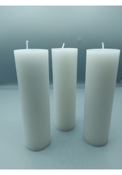 Soya Parafinli Beyaz 3 Adet 30 Saat Yanma Süreli Çap:5 Cm Boy:15 Silindir Blok Mum Beyaz