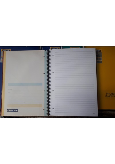 Defter Spiralli 80 Yp Kareli 5 Adet + Çizgili Defter 5 Adet 10 Adet Defter Pp Kapak Gıpta Crome Çok Renkli