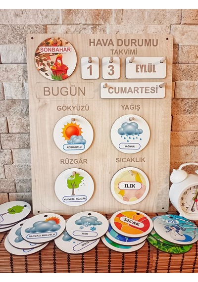 Çocuklar İçin Hava Durumu Takvimi Eğitici Geliştirici Montessori Set