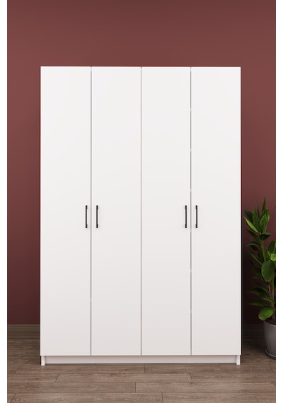 Asra Trend Vestiyer & Portmanto V-08 %100 MDF 4 Kapaklı Geniş Ayakkabılık Beyaz