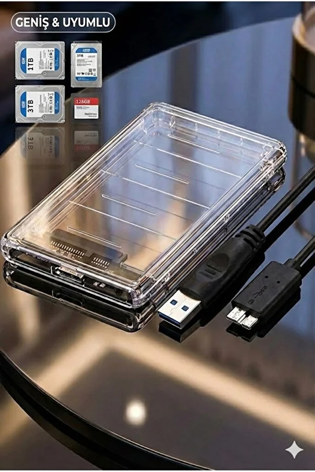 Yeni 2026 2.5 Hdd/ssd Usb 3.0 To Sata Dönüştürücü Harici Şeffaf Taşınabilir Kolay Kurulum Yüksek Hızlı
