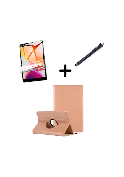 Samsung Uyumlu Galaxy Tab A8 10.5 SM-X200 X205 X207 Kılıf Dönen Tablet Kilifi Ekran Koruyucu+Kalem