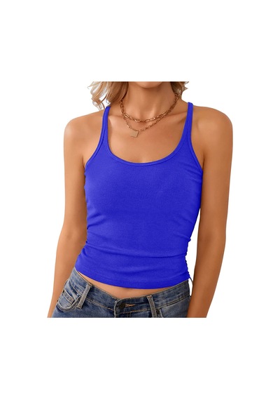 Liona Kadın İp Askılı Yüzücü Sırt Mavi Renk Crop Top Atlet Bluz 001