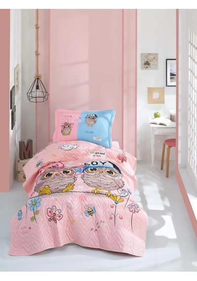 Clasy Tek Kişilik Yatak Örtüsü Puhu V1 Pembe