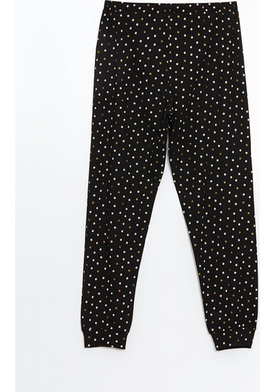 Lcw Dream Siyah Beli Lastikli Puantiyeli Kadın Jogger Pijama Alt