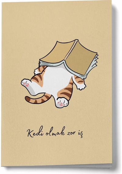 Kedi Olmak Zor İş A6 Çizgili Mini Defter Not Defteri Çok Renkli