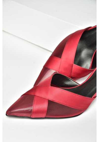Fox Shoes U654074204 Bordo Kumaş İnce Topuklu Kadın Ayakkabı Bordo