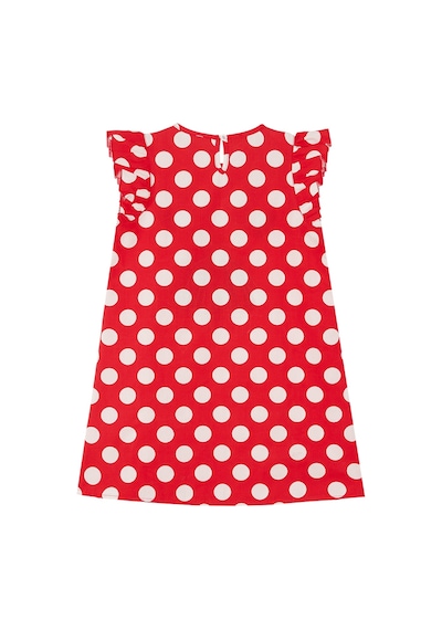Denokids Puantiye Kedicik Kız Çocuk Poplin Elbise Kırmızı