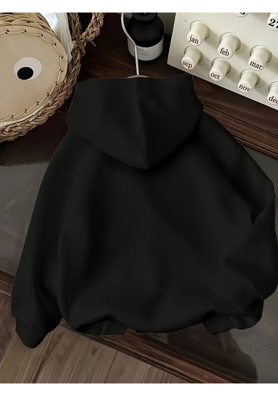 Uyguntarz Tembel Animal Baskılı Oversize Çocuk Sweatshirt Siyah