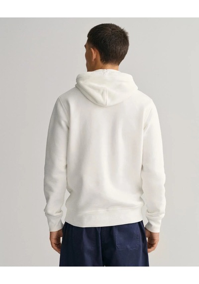Gant Erkek Kapşonlu Sweatshirt Yandan Cepli Krem - Beyaz