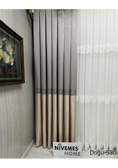 Nivemeshome Doğu Vizon Ft671536 V-530 1/3 Sık Pileli Fon Perde Apm