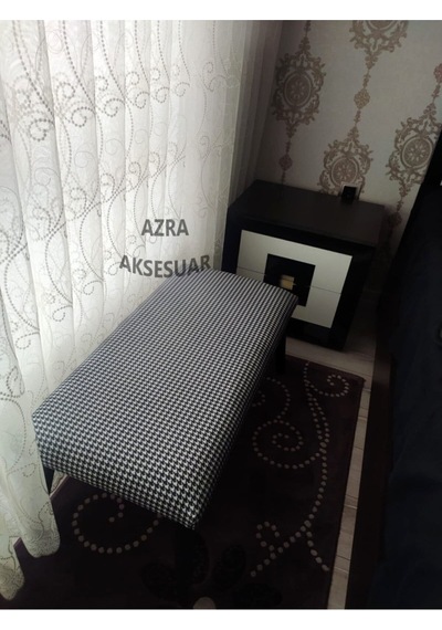 Azra Mobilya Benc - Puf - Bank - Çeşitleri - Ahşap Ayaklı - Ahşap Bench - Çift Kişilik Puf Turuncu