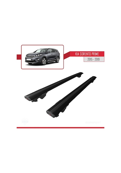 Kia Sorento Prime Um 2015-2019 Arası İle Uyumlu Hook Model Anahtar Kilitli Ara Atkı Tavan Barı Siyah
