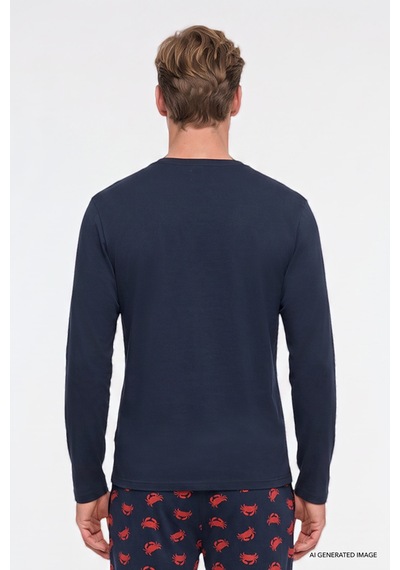 Ac&Co / Altınyıldız Classics Erkek Lacı 2'li Yumuşak Dokulu %100 Pamuk Standart Fit Bisiklet Yaka Desenli Pijama Takımı