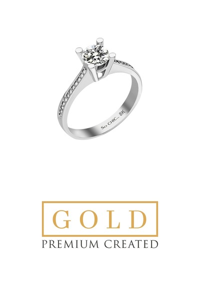 Beyaz Altın Sertifikalı Premium Created Taşlı 0.84 Ct Effect Tektaş Yüzük