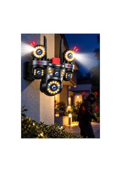 Esvision Es-9003 9mp 3 Kamera Wifi Ptz Sesli Akıllı Takip Zoom Güvenlik Kamera 7/24 Koruma 3+3+3mp