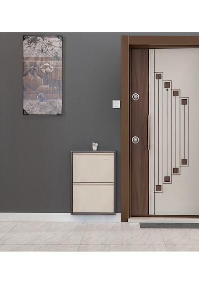 Kaser Metal 2 Li Metal Ayakkabılık Kahve Krem Kahverengi
