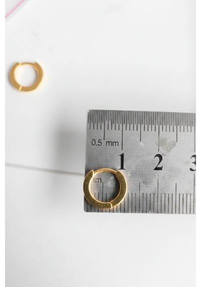 10mm Gold Renk Gümüş Çocuk Halka Küpe 925 Ayar 2mm Kalınlık Kız Çocuk Küpesi Gold - Gümüş