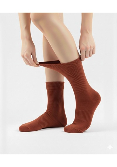 Ozzy Socks Kadın 4 Çift Bambu Lastiksiz Sıkmayan Diabetik Bilek Çorap Kiremit