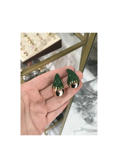 Vip Seri Gold Detaylı Küpe Altın - Model 597
