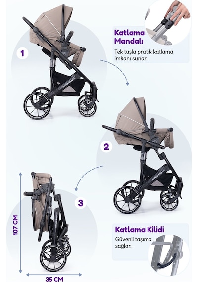 Prego Range Pro Portbebeli i-Size Sertifikalı Travel Bebek Arabası - UPF 50+ UV Korumalı