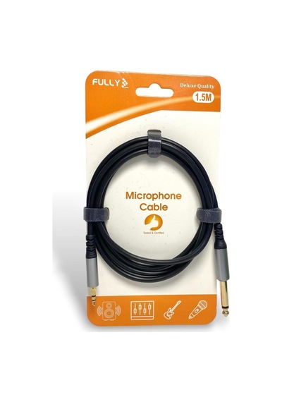 Fully 1.5metre 6.3mm Mono - 3.5mm Stereo Kablo - Siyah