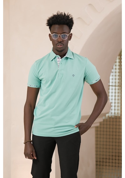 Paul Martin Regular Fit Yaka Garnili Pamuklu Polo Yaka T-shirt Mint