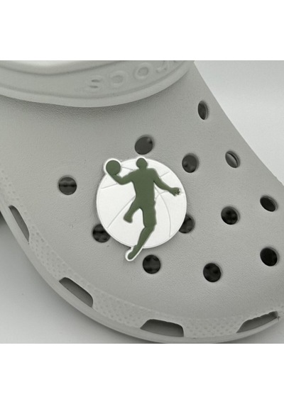 Crocs Terlik Süsü Ve Aksesuarı , Çanta Süsü Renkli Jibbitz Jordn Basket 08 Görselli Figür Aksesuarı Yeşil-beyaz