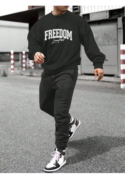 Freedom Limitless Kışlık Eşofman Takımı - Siyah Baskılı Oversize Şardonlu Bisiklet Yaka Siyah Freedom Limitless Kışlık Eşofman Takımı - Siyah Baskılı Oversize Şardonlu Bisiklet Yaka Siyah