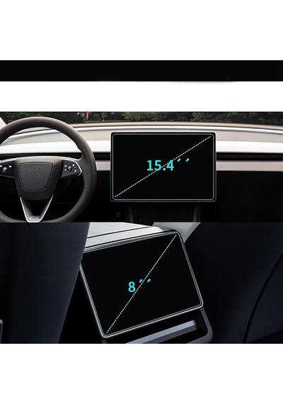 Lexroo Tesla Yeni Model Y 2in1 Araç Multimedya Ekran Koruyucu Uygulama Aparatlı Premium Temperli Cam Ekran Koruyucu - Şeffaf