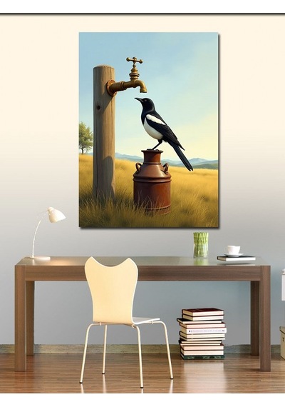 Kanvas Tablo Musluk Ve Kuş Hikayesi 70cmx100cm