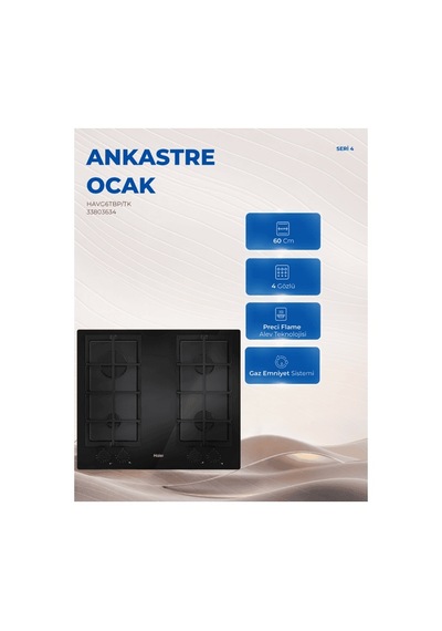 Haier HAVG6TBP/TK Ankastre Gazlı Ocak
