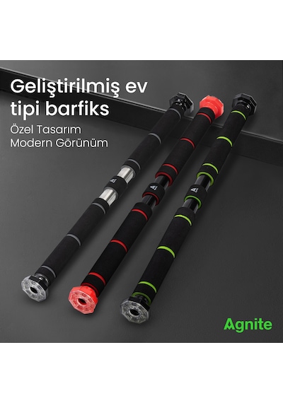 Agnıte Ayarlanabilir Kapı Barfiks Demiri 80-130 Cm Ev Tipi Fitness Kırmızı
