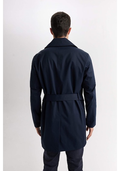 DeFacto Slim Fit Dar Kesim Düğmeli Kemerli Trençkot D5528AX25SPNV253 Lacivert