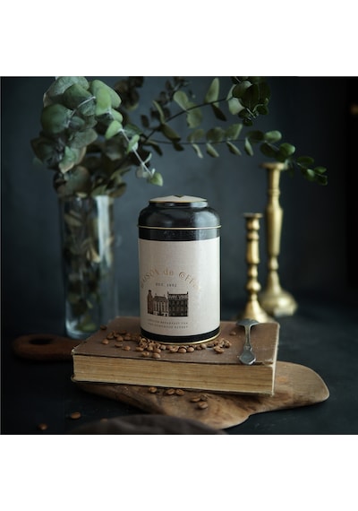 Azura Coffee Desenli Yuvarlak Metal Kutu, 10.5 X 15 Cm, 1.1 Lt