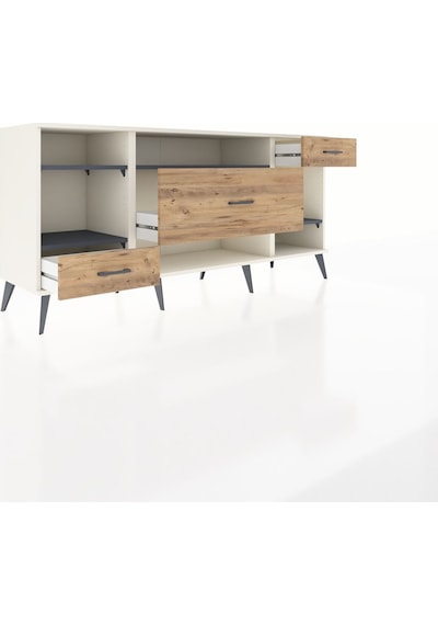 Hyperion Konsol 4 Raflı 3 Çekmeceli 176x44x83 Aytaşı-antrasit/çam Antrasit/çam Hyperion Konsol 4 Raflı 3 Çekmeceli 176x44x83 Aytaşı-antrasit/çam Antrasit/çam