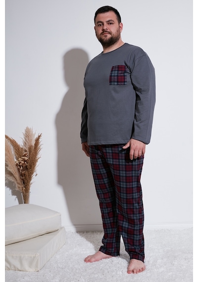 Buratti Pamuklu Regular Fit Büyük Beden Erkek Pijama Takımı 6572001B Antrasit