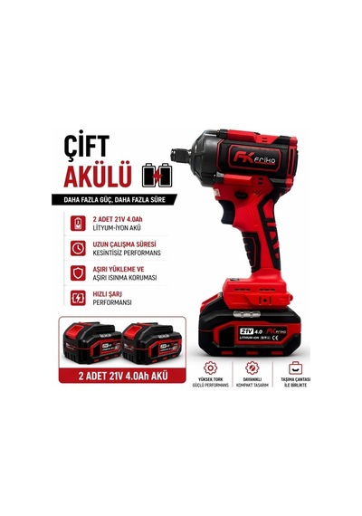Frıko 1/2 Akülü Somun Sıkma Ve Sökme Makinesi Çift Akülü 21v 4 Ah 380 Nm