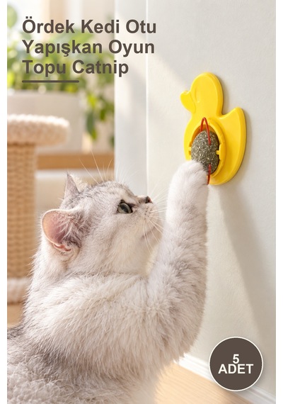 5 Adet Ördek Kedi Otu Yapışkan Oyun Topu Catnip