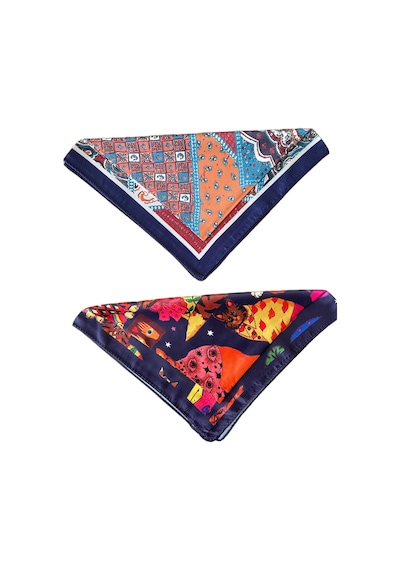 2 Li Saten Bandana Seti Saten Fular Saten Çanta Aksesuarı Özel Desen Bandana 45x50 Cm Kırmızı