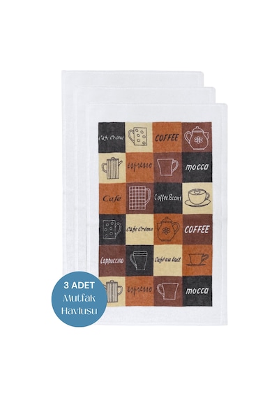 3lü Paket Baskılı Beyaz Mutfak Havlusu Modeli My Kitchen