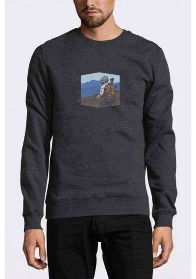 Pubg Sniper Mountain Baskılı Füme Antrasit Erkek Sweatshirt
