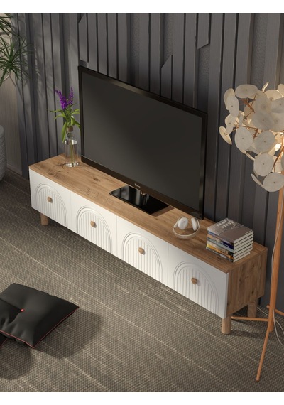Bohem Tarz 180 Cm 4 Kapaklı Mdf Kapak Tv Ünitesi Model 2